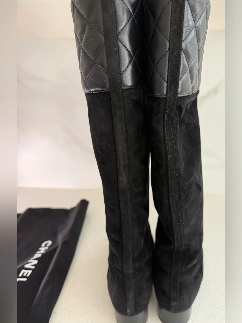 Chanel ‘23 Knee High Boots Black Leather/Suede